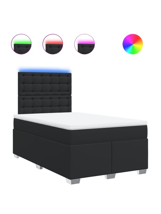 Box spring postel s matrací černá 120x190 cm umělá kůže