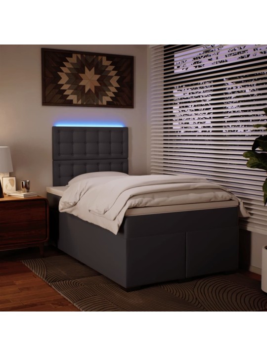 Box spring postel s matrací šedá 120x190 cm umělá kůže