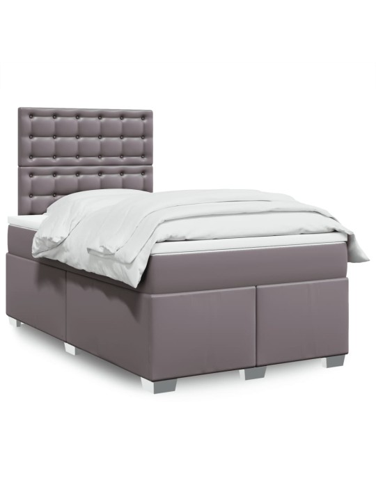 Box spring postel s matrací šedá 120x190 cm umělá kůže