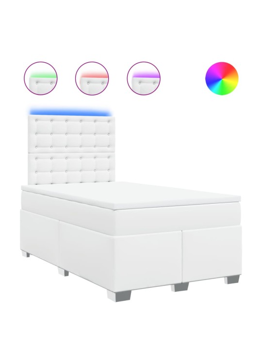 Box spring postel s matrací bílá 120x200 cm umělá kůže