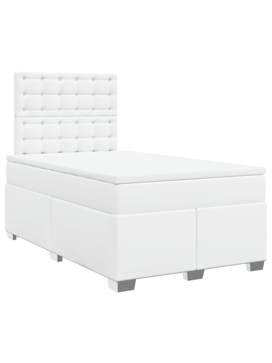 Box spring postel s matrací bílá 120x200 cm umělá kůže