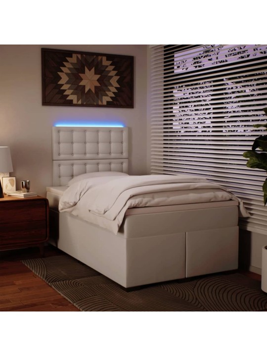 Box spring postel s matrací bílá 120x200 cm umělá kůže