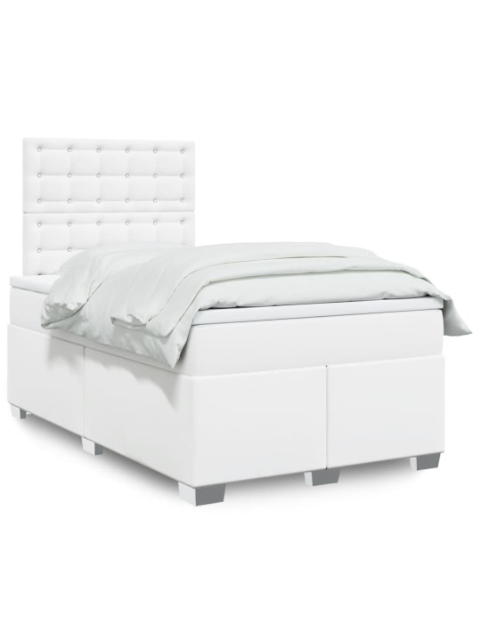 Box spring postel s matrací bílá 120x200 cm umělá kůže