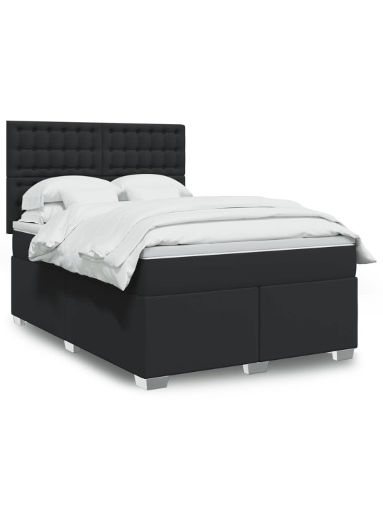 Box spring postel s matrací černá 140 x 190 cm umělá kůže