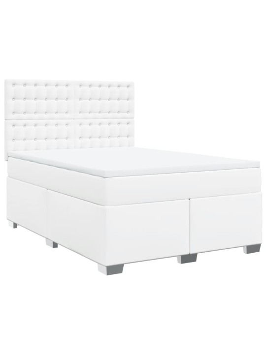 Box spring postel s matrací bílá 140 x 190 cm umělá kůže