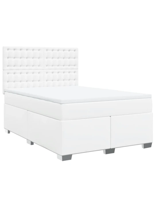 Box spring postel s matrací bílá 140 x 190 cm umělá kůže