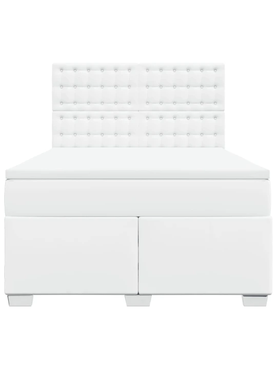Box spring postel s matrací bílá 140 x 190 cm umělá kůže