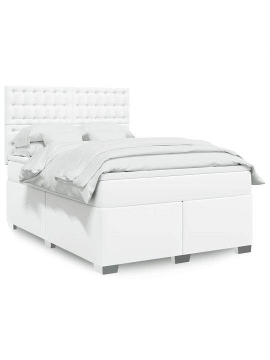 Box spring postel s matrací bílá 140 x 190 cm umělá kůže