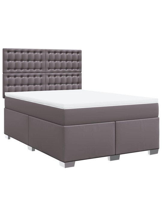 Box spring postel s matrací šedá 140 x 190 cm umělá kůže
