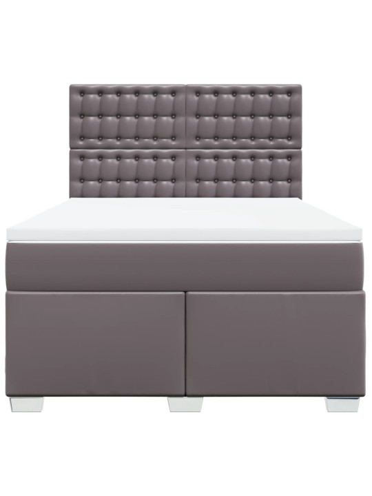 Box spring postel s matrací šedá 140 x 190 cm umělá kůže