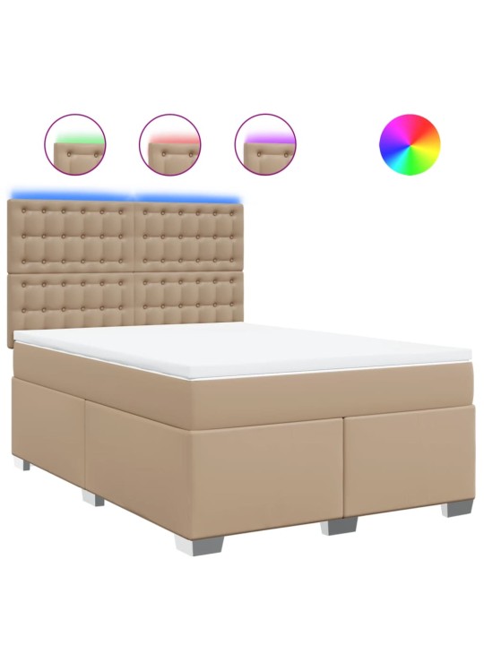 Box spring postel s matrací cappuccino 140x190 cm umělá kůže
