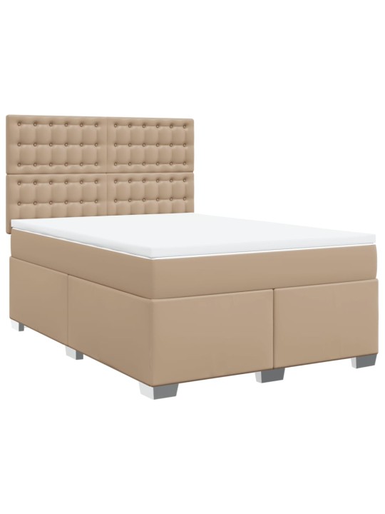 Box spring postel s matrací cappuccino 140x190 cm umělá kůže