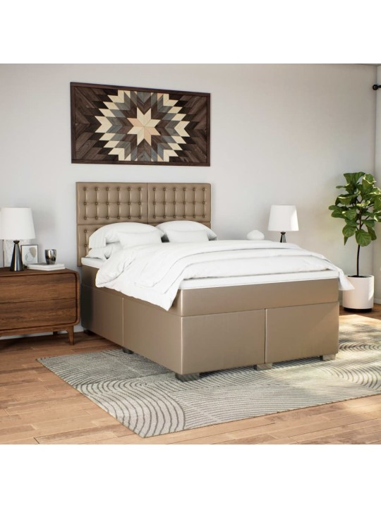 Box spring postel s matrací cappuccino 140x190 cm umělá kůže