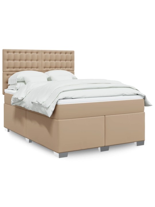 Box spring postel s matrací cappuccino 140x190 cm umělá kůže