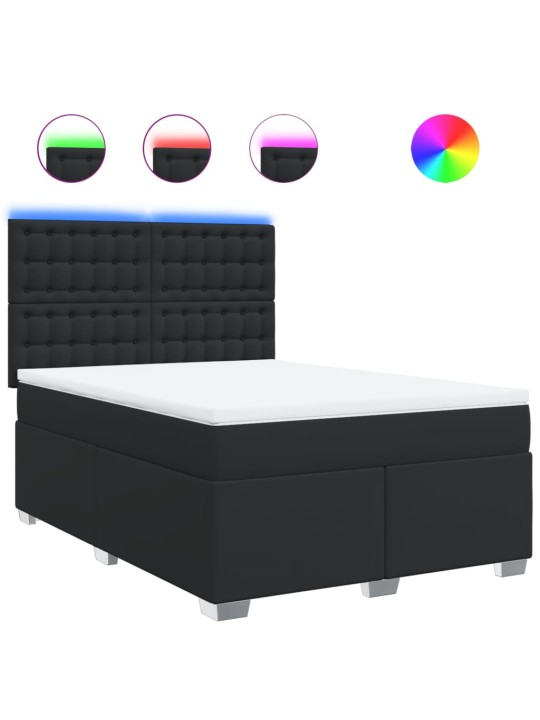 Box spring postel s matrací černá 140x200 cm umělá kůže