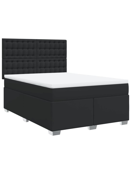 Box spring postel s matrací černá 140x200 cm umělá kůže