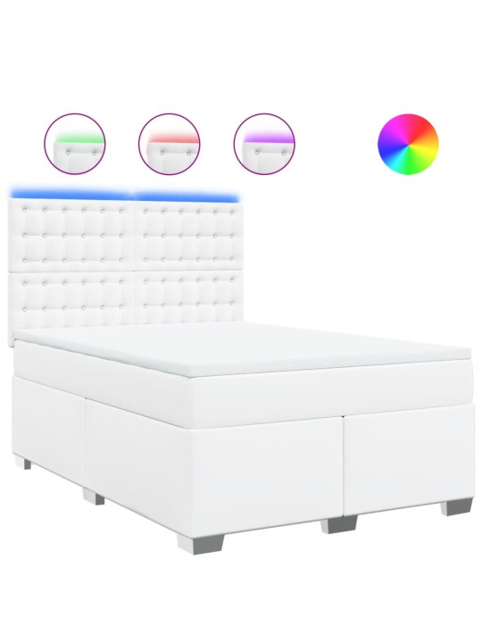 Box spring postel s matrací bílá 140x200 cm umělá kůže