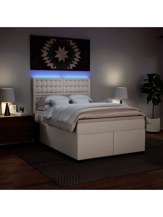 Box spring postel s matrací bílá 140x200 cm umělá kůže