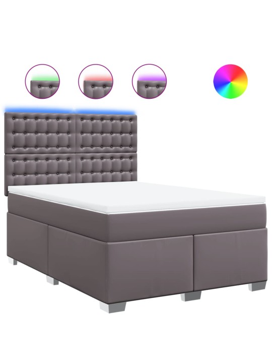 Box spring postel s matrací šedá 140x200 cm umělá kůže