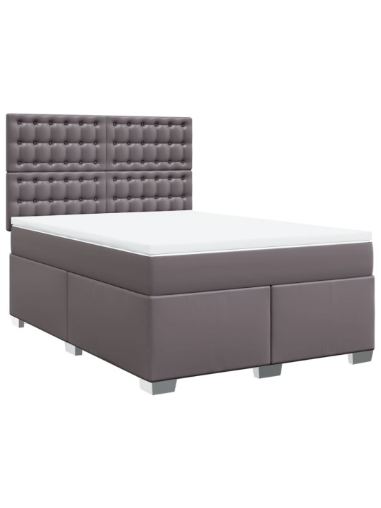 Box spring postel s matrací šedá 140x200 cm umělá kůže