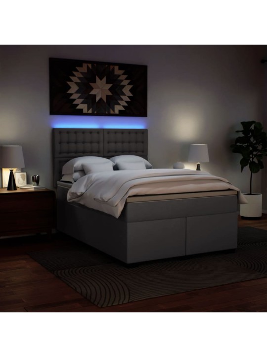 Box spring postel s matrací šedá 140x200 cm umělá kůže