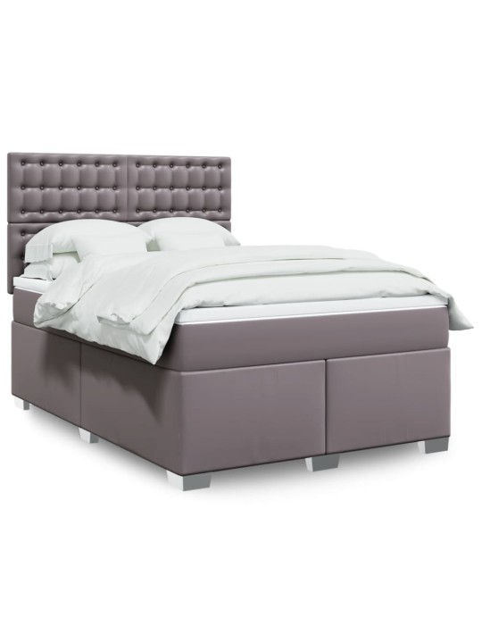 Box spring postel s matrací šedá 140x200 cm umělá kůže