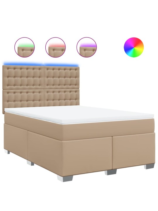 Box spring postel s matrací cappuccino 140x200 cm umělá kůže