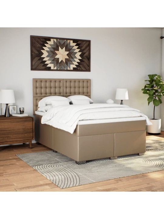 Box spring postel s matrací cappuccino 140x200 cm umělá kůže