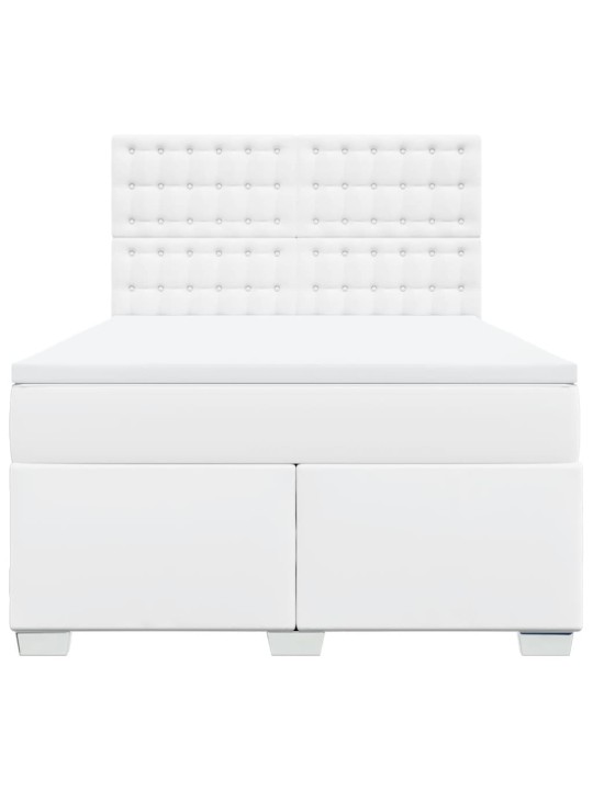 Box spring postel s matrací bílá 160x200 cm umělá kůže