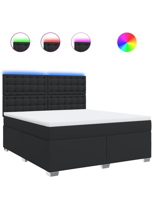 Box spring postel s matrací černá 180x200 cm umělá kůže