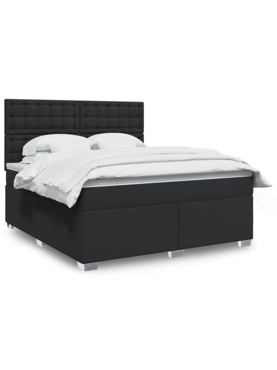 Box spring postel s matrací černá 180x200 cm umělá kůže