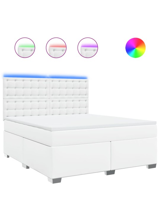 Box spring postel s matrací bílá 180x200 cm umělá kůže