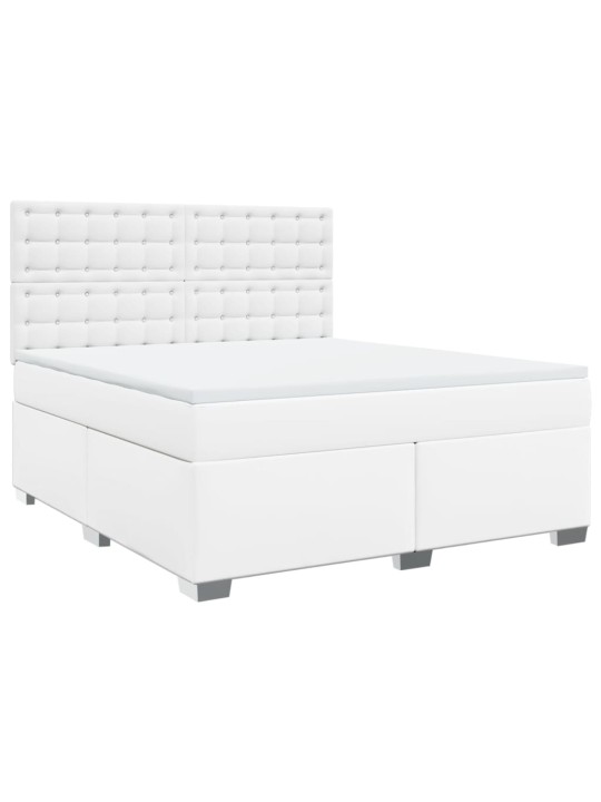 Box spring postel s matrací bílá 180x200 cm umělá kůže