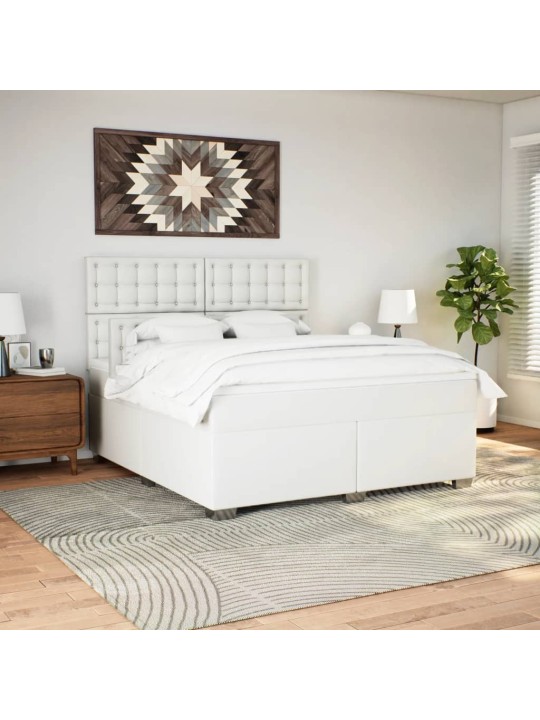Box spring postel s matrací bílá 180x200 cm umělá kůže