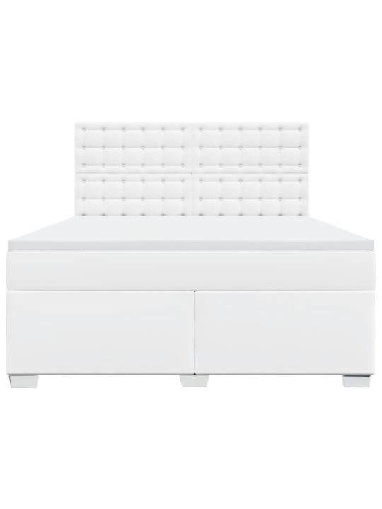 Box spring postel s matrací bílá 180x200 cm umělá kůže