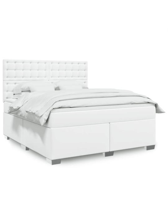 Box spring postel s matrací bílá 180x200 cm umělá kůže