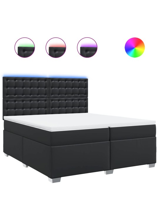 Box spring postel s matrací černá 200x200 cm umělá kůže