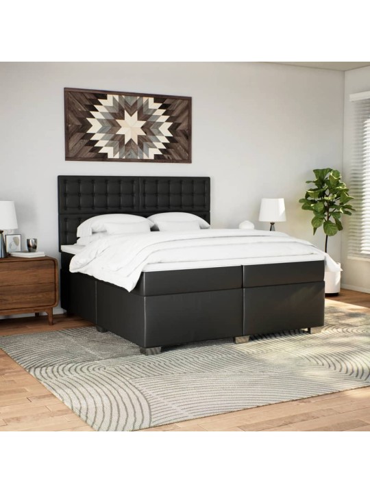 Box spring postel s matrací černá 200x200 cm umělá kůže
