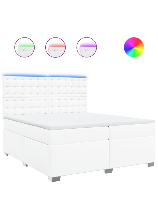 Box spring postel s matrací bílá 200x200 cm umělá kůže