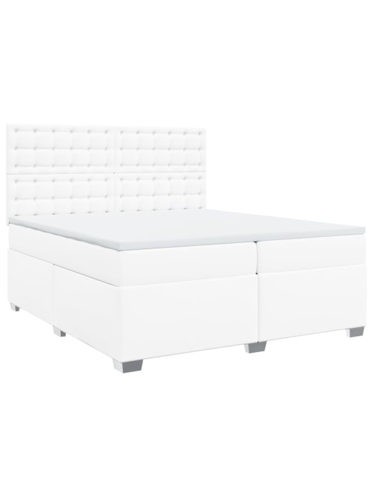 Box spring postel s matrací bílá 200x200 cm umělá kůže
