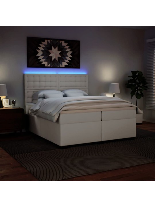 Box spring postel s matrací bílá 200x200 cm umělá kůže