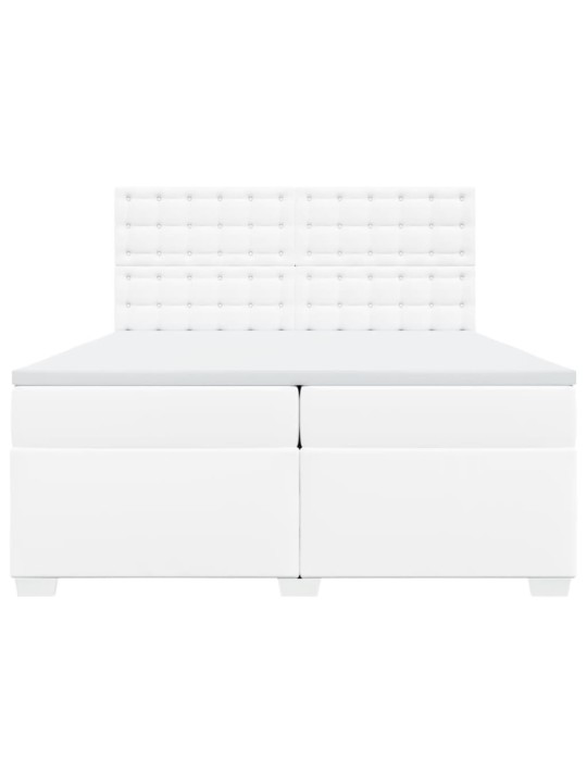 Box spring postel s matrací bílá 200x200 cm umělá kůže