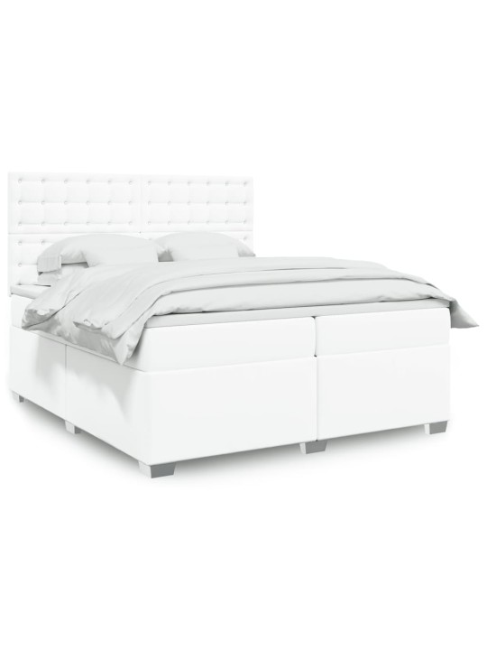 Box spring postel s matrací bílá 200x200 cm umělá kůže