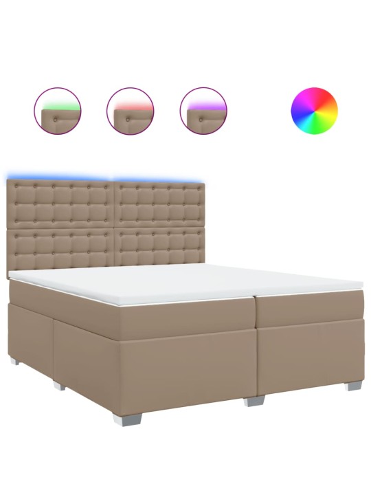 Box spring postel s matrací cappuccino 200 x 200 cm umělá kůže