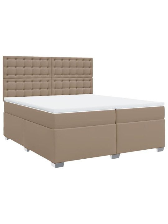 Box spring postel s matrací cappuccino 200 x 200 cm umělá kůže