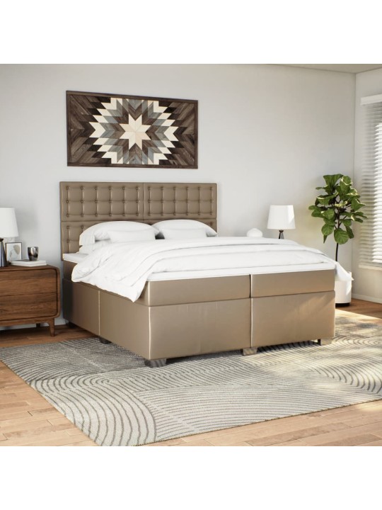 Box spring postel s matrací cappuccino 200 x 200 cm umělá kůže