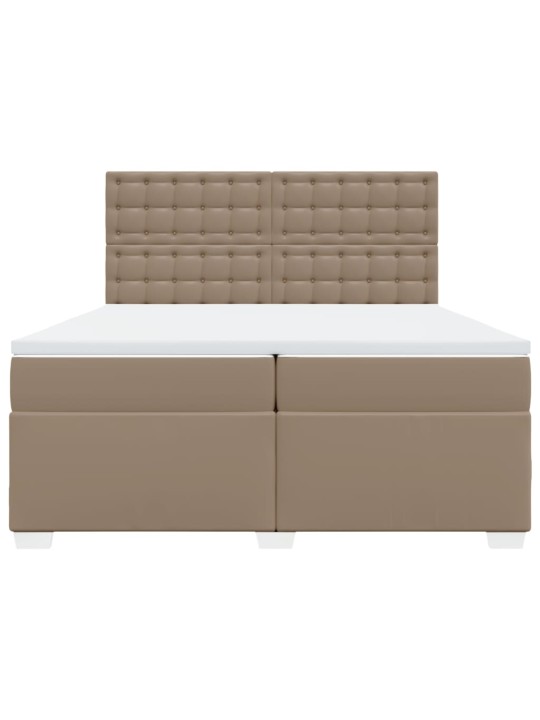 Box spring postel s matrací cappuccino 200 x 200 cm umělá kůže