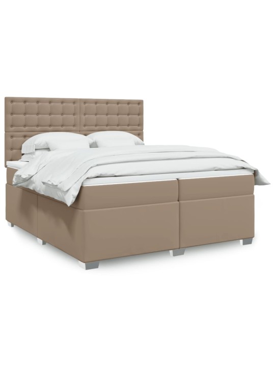 Box spring postel s matrací cappuccino 200 x 200 cm umělá kůže