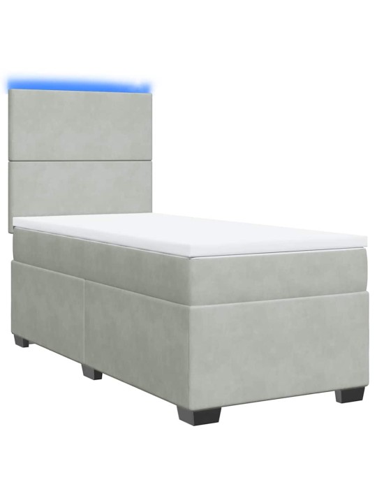 Box spring postel s matrací světle šedá 80 x 200 cm samet