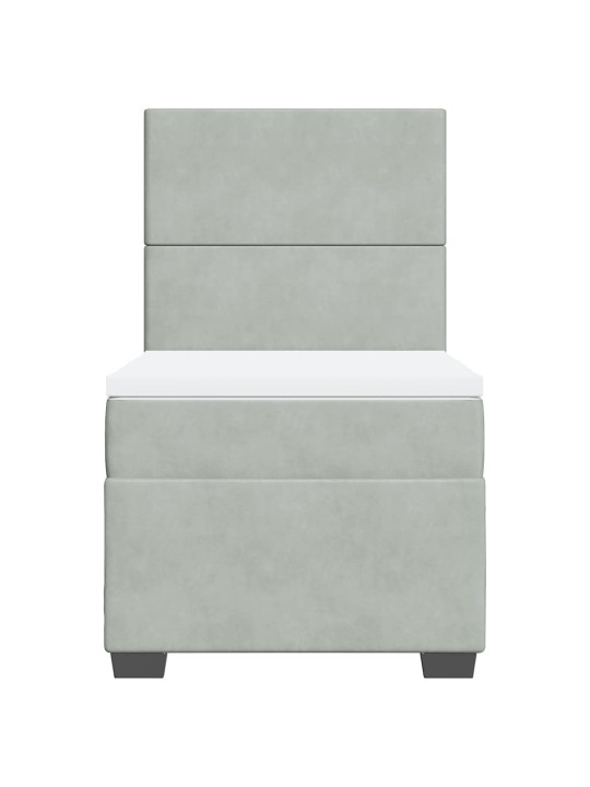 Box spring postel s matrací světle šedá 80 x 200 cm samet